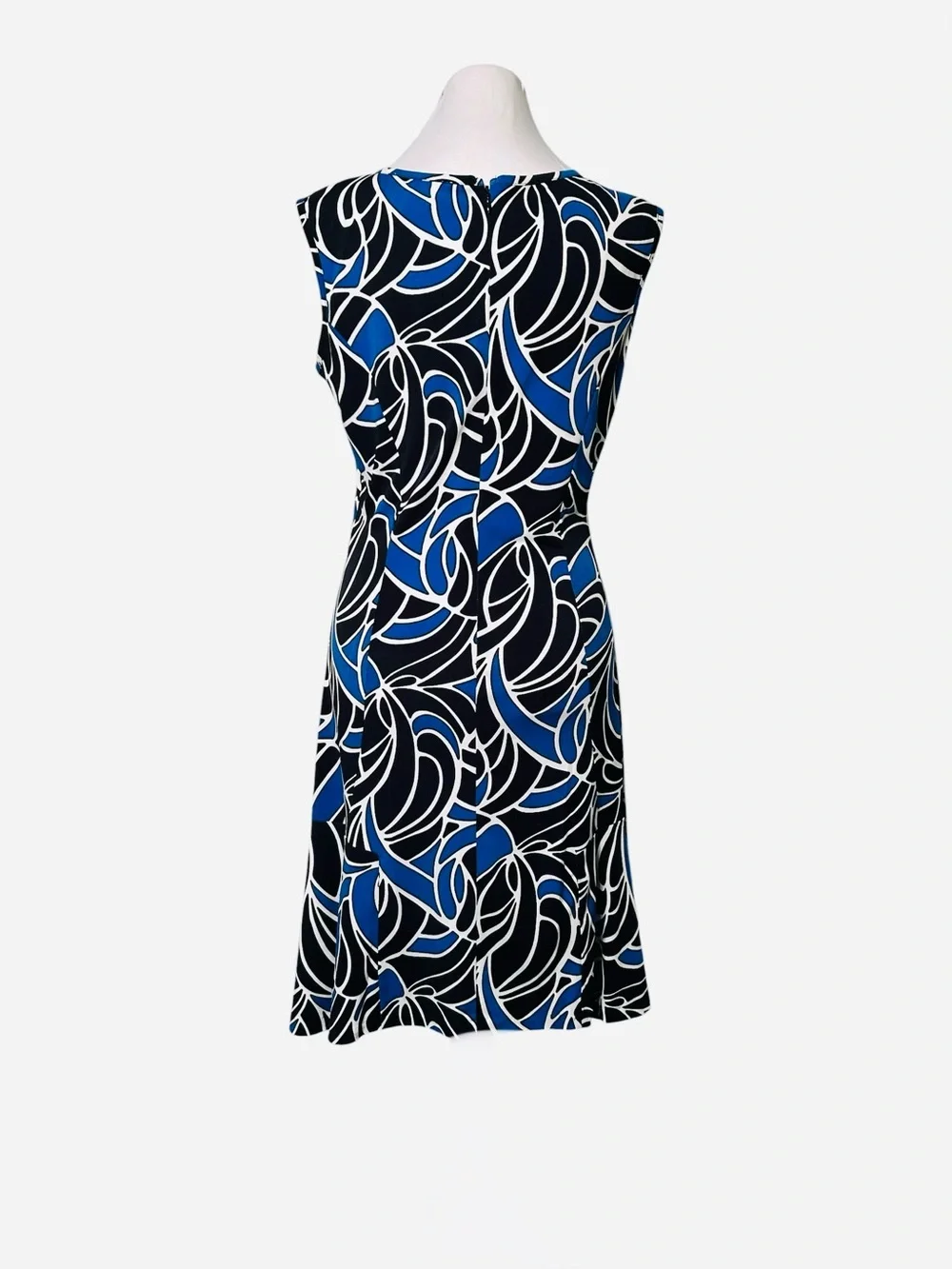 Michael Kors Dress Sleeveless Black Amalfi Blue Abstract Print Stretchy